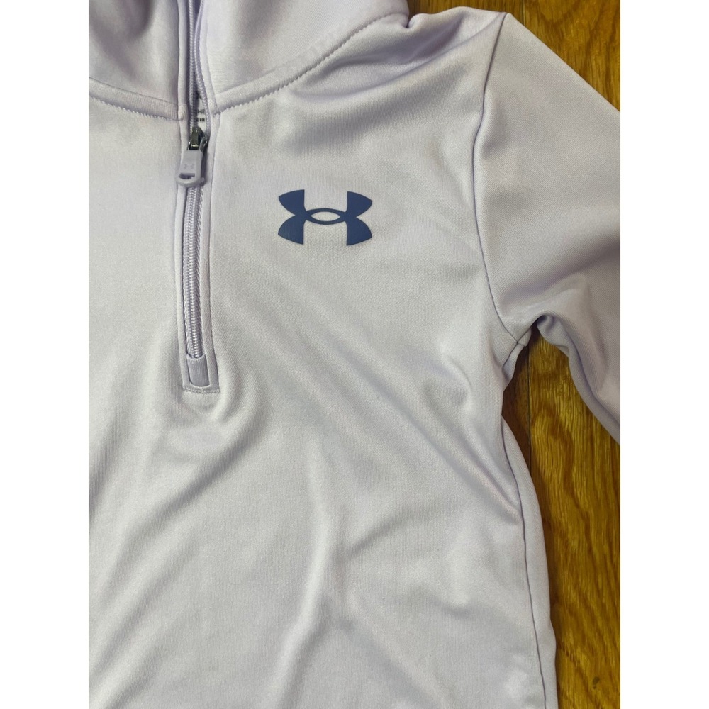 Under Armour Girls Youth XS Lavender Purple Quarter Zip Long Sleeve Pullover Top - Picture 2 of 6
